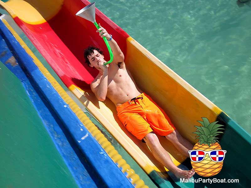 Beer bong on the water slide